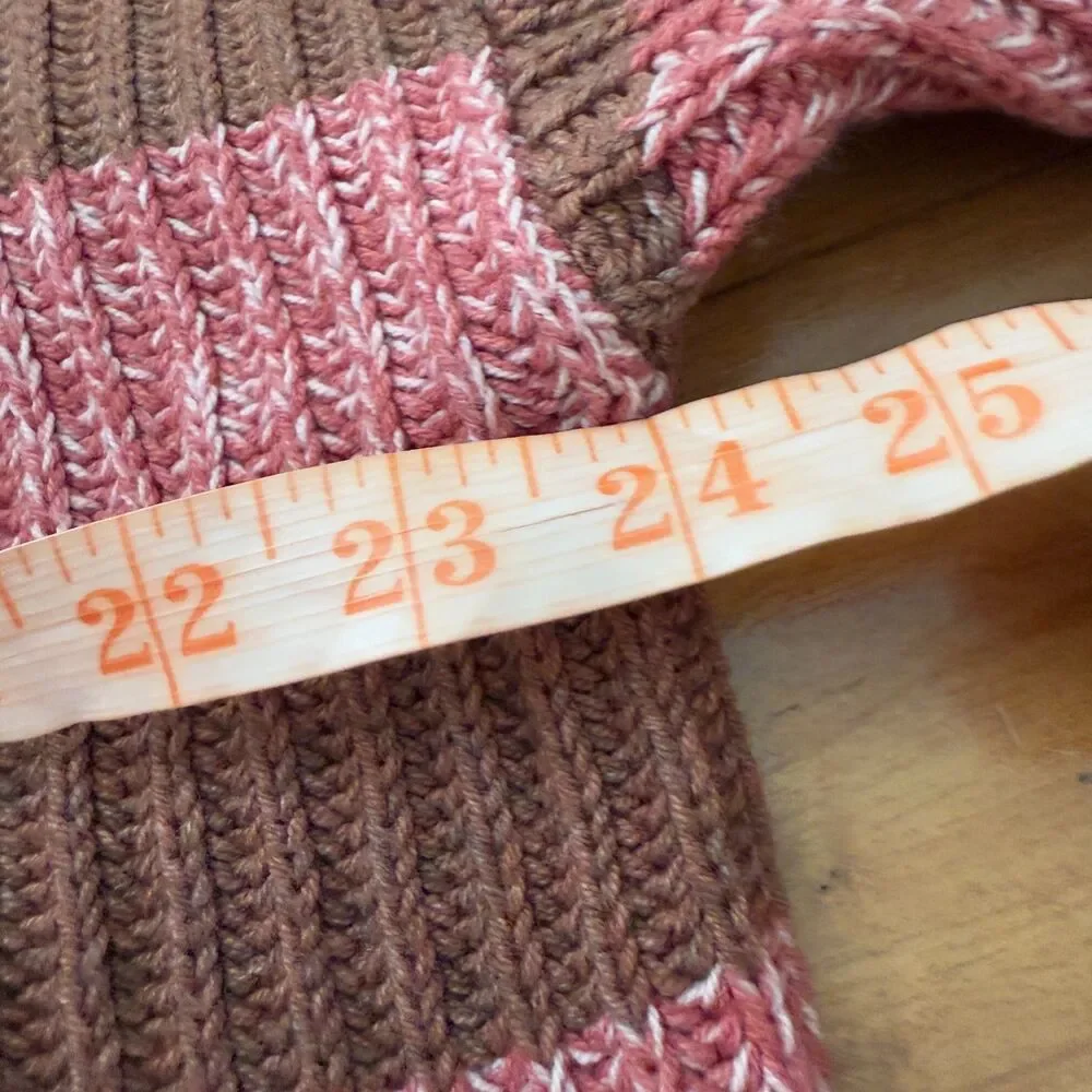 Women American Eagle  Long Sleeve Cropped Henley Sweater Brown Pink Size Medium - Picture 5 of 6